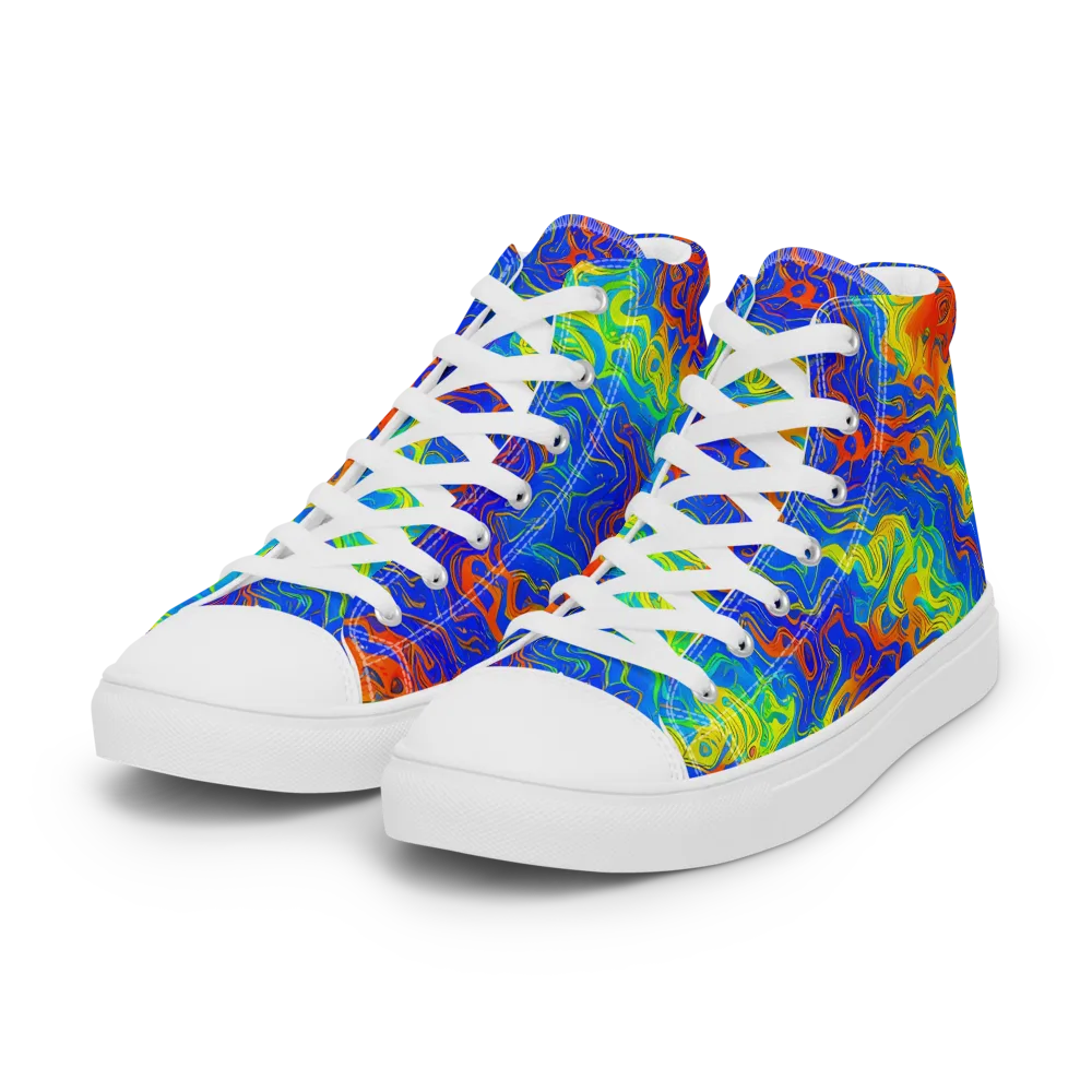 Blue Heatwave on Women's High Top Canvas Shoes — Left Front