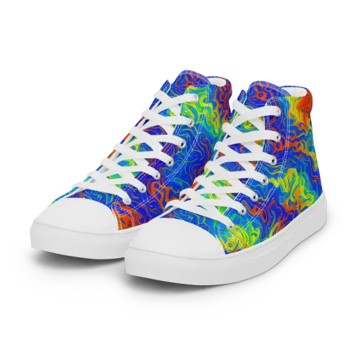 Blue Heatwave on a Women's High Top Canvas Shoes