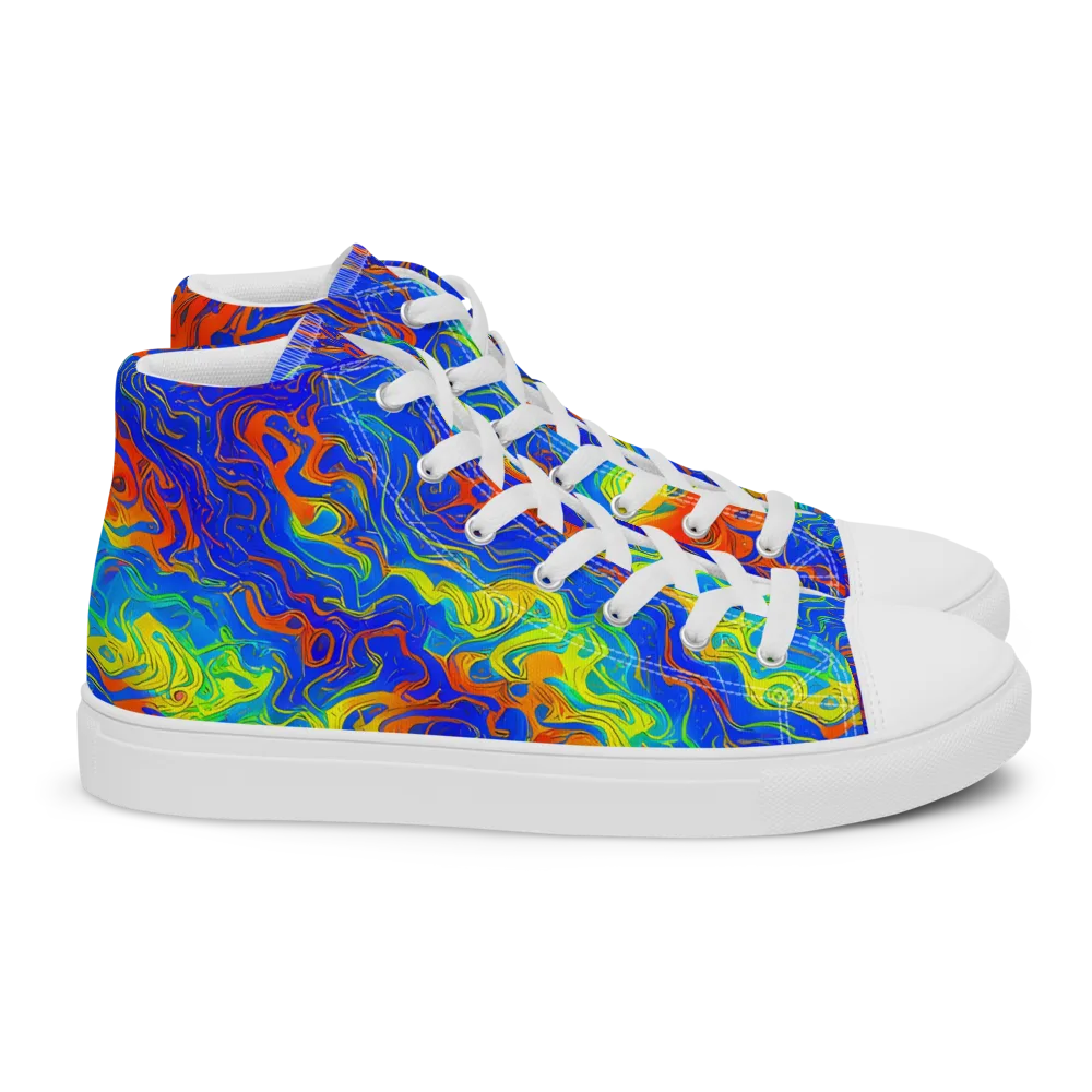 Blue Heatwave on Women's High Top Canvas Shoes — Right