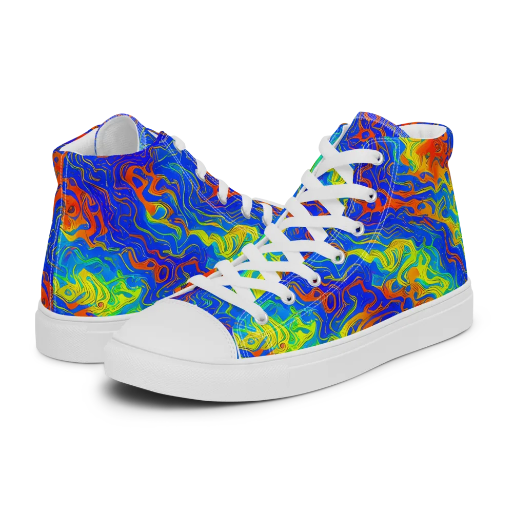 Blue Heatwave on Women's High Top Canvas Shoes — Left