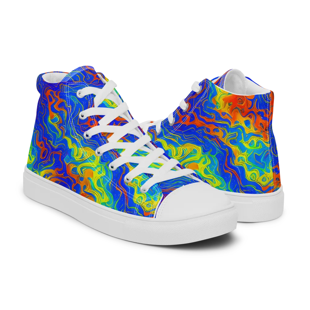 Blue Heatwave on Women's High Top Canvas Shoes — Right