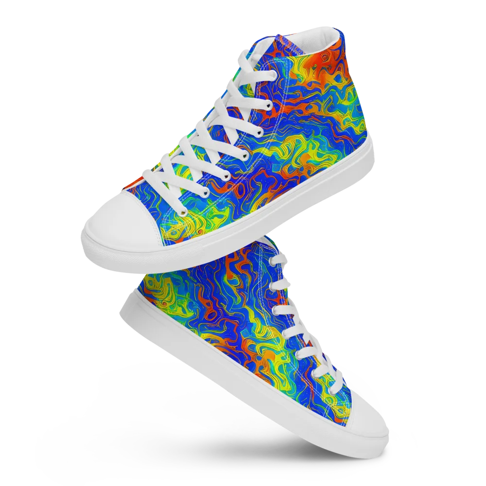 Blue Heatwave on Women's High Top Canvas Shoes — Front