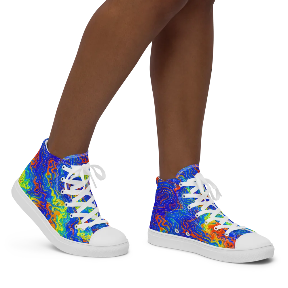 Blue Heatwave on Women's High Top Canvas Shoes — Right