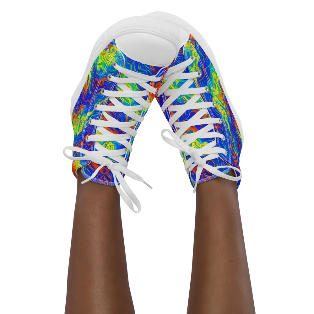Blue Heatwave on Women's High Top Canvas Shoes — Front