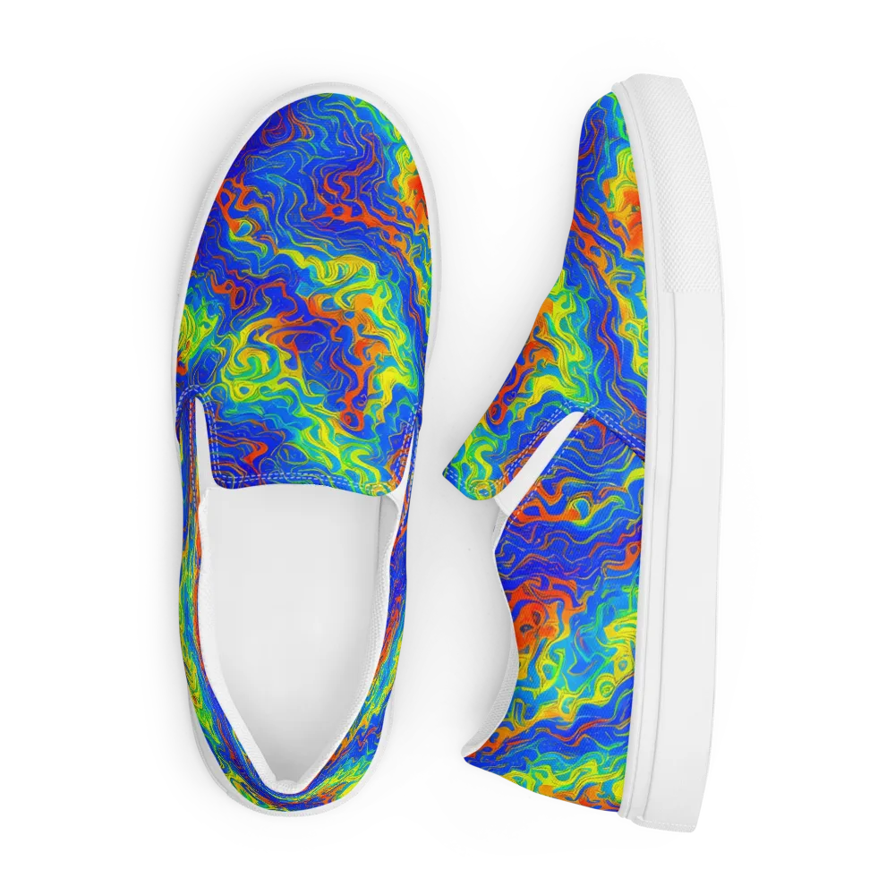 Blue Heatwave on Men's Slip-On Canvas Shoes — Front