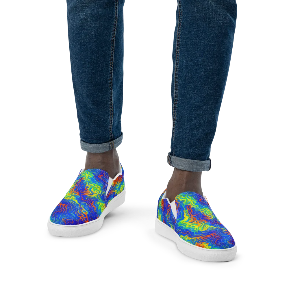 Blue Heatwave on Men's Slip-On Canvas Shoes — Front