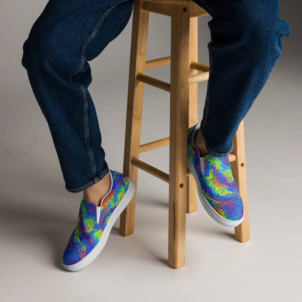 Blue Heatwave on Men's Slip-On Canvas Shoes — Front