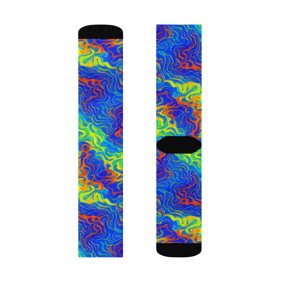 Blue Heatwave on Socks — Right Sock