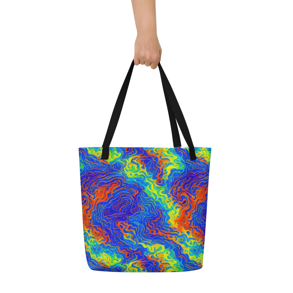 Blue Heatwave on Large Tote Bag W/ Pocket — Front