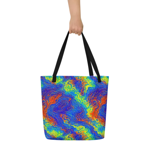 Blue Heatwave on a Large Tote Bag W/ Pocket