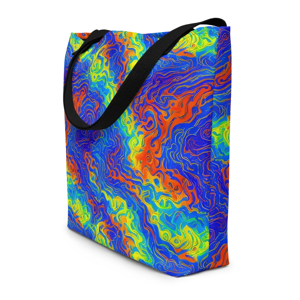 Blue Heatwave on Large Tote Bag W/ Pocket — Front