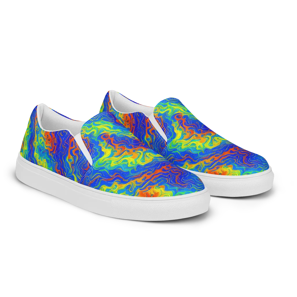 Blue Heatwave on Women's Slip-On Canvas Shoes — Right Front