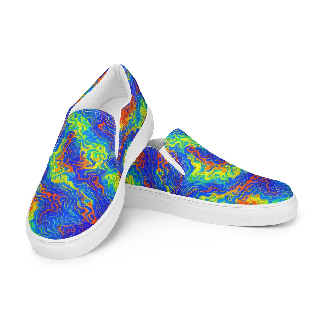 Blue Heatwave on Women's Slip-On Canvas Shoes — Left Front