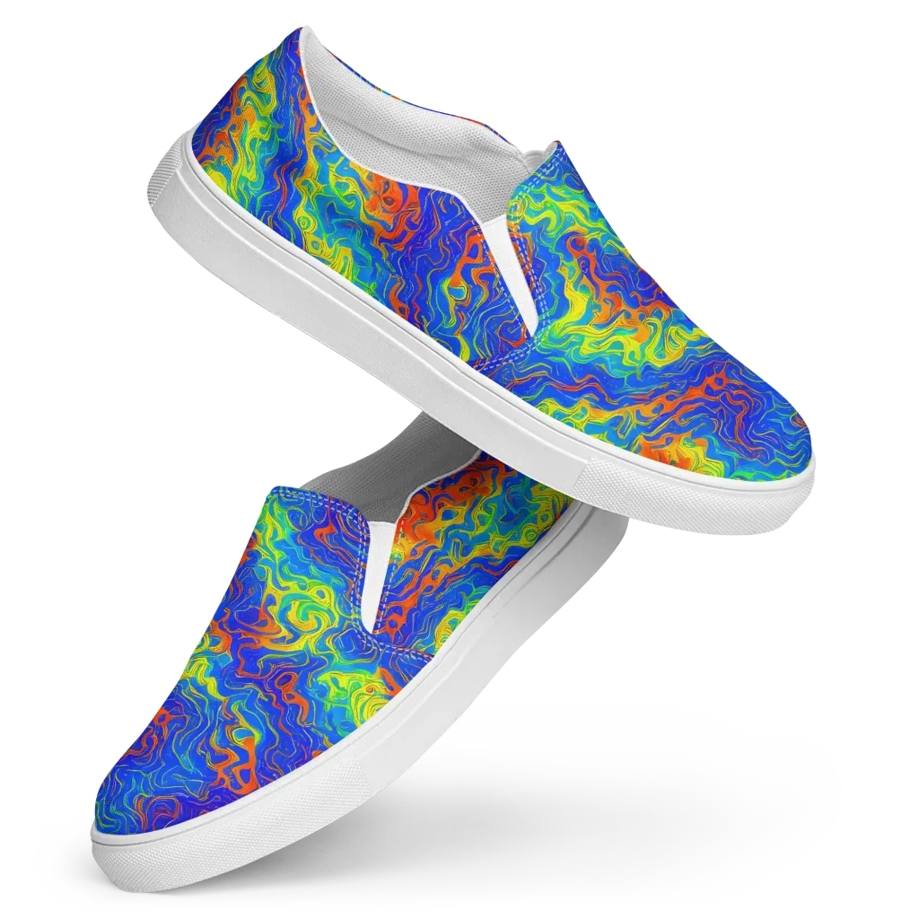 Blue Heatwave on Women's Slip-On Canvas Shoes — Front