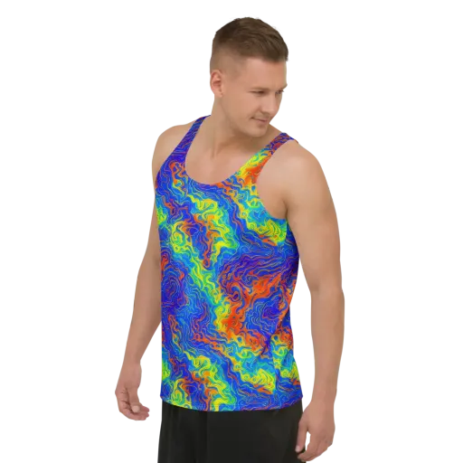 Blue Heatwave on a Men's Tank Top