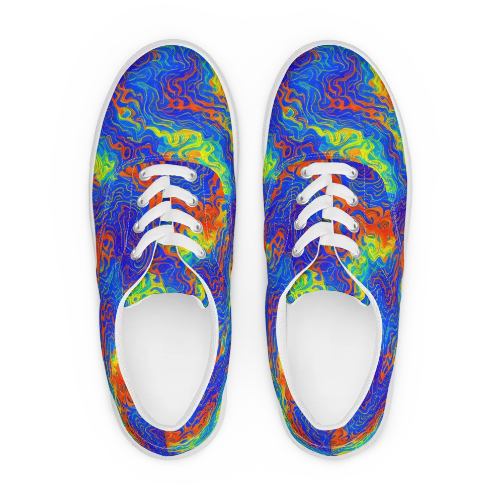 Blue Heatwave on Men's Lace-Up Canvas Shoes — Front
