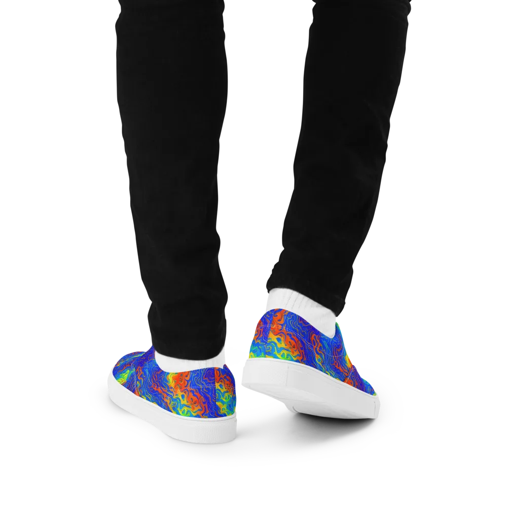 Blue Heatwave on Men's Lace-Up Canvas Shoes — Back