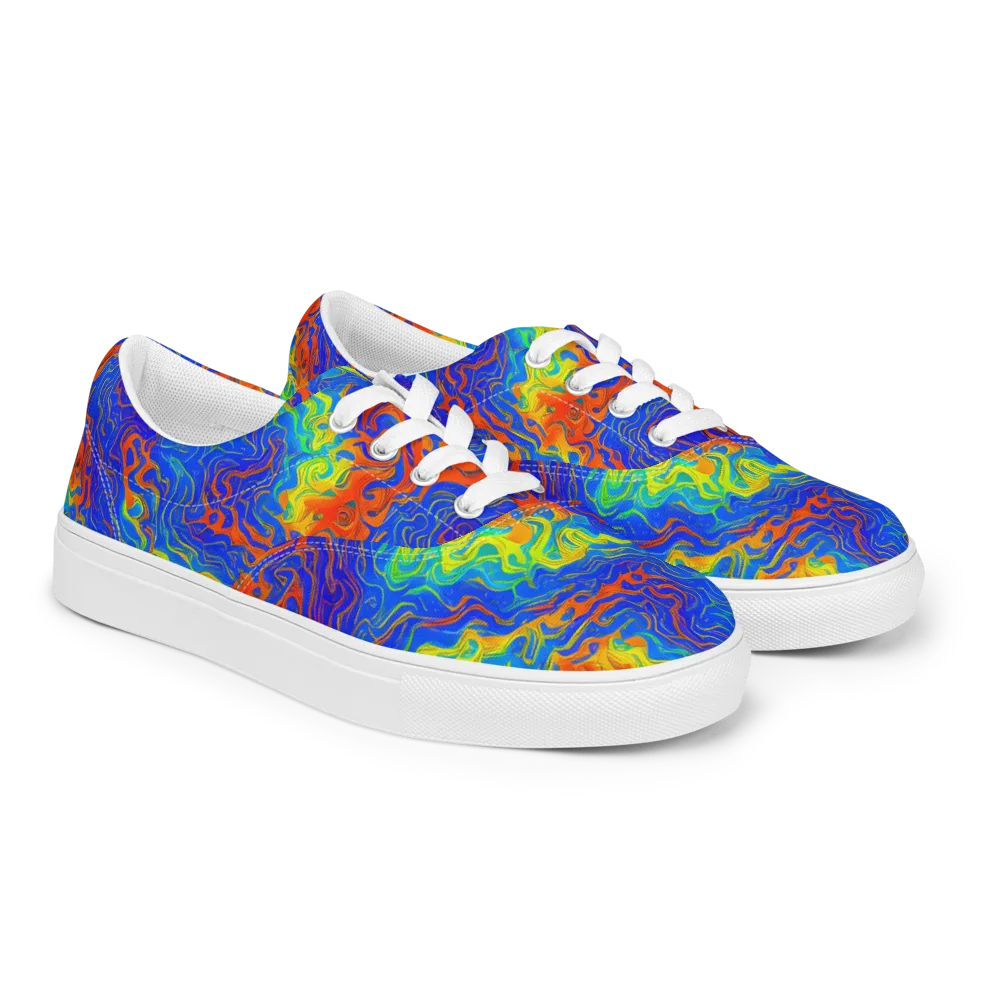 Blue Heatwave on Men's Lace-Up Canvas Shoes — Right Front