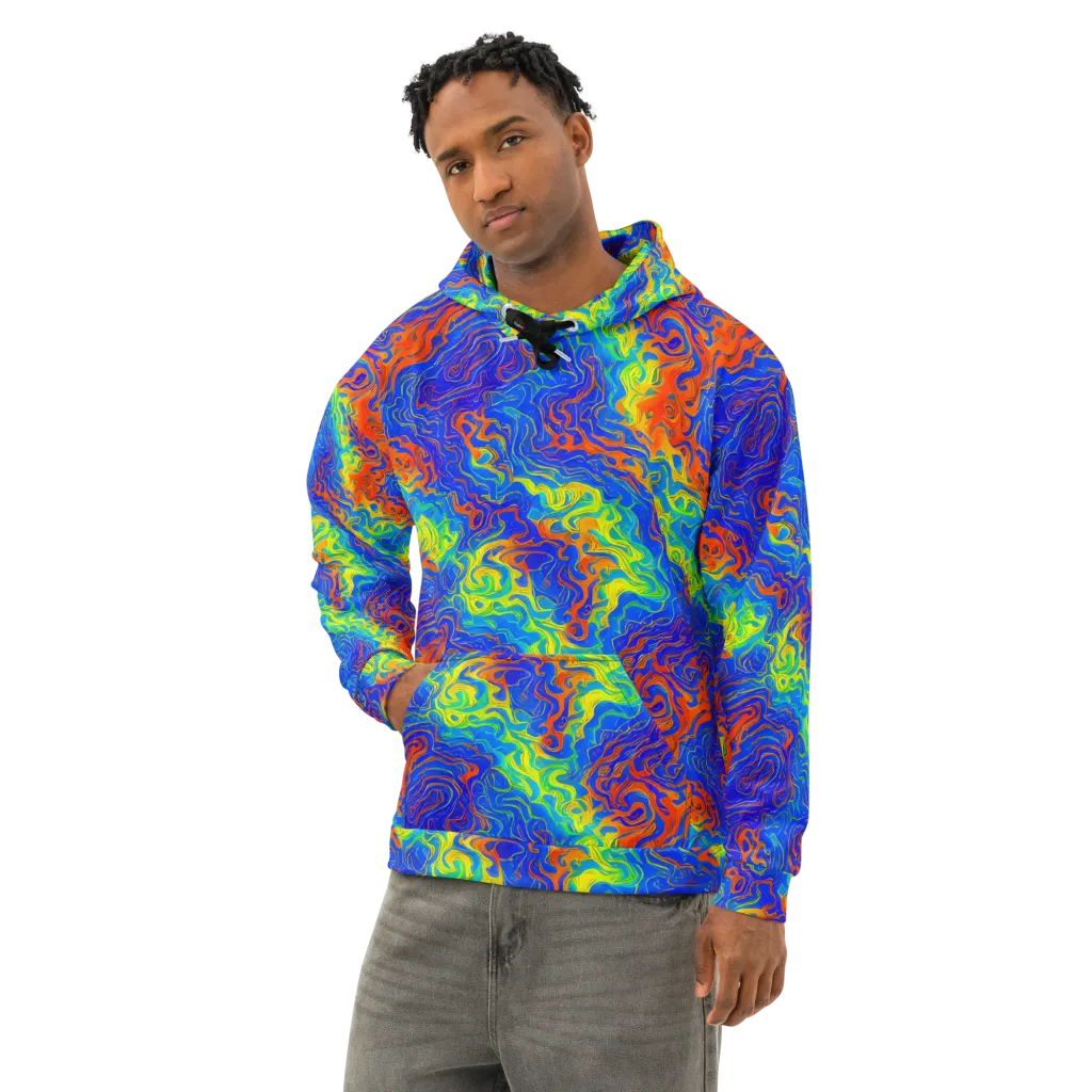 Blue Heatwave on Cotton Hoodie — Left Front