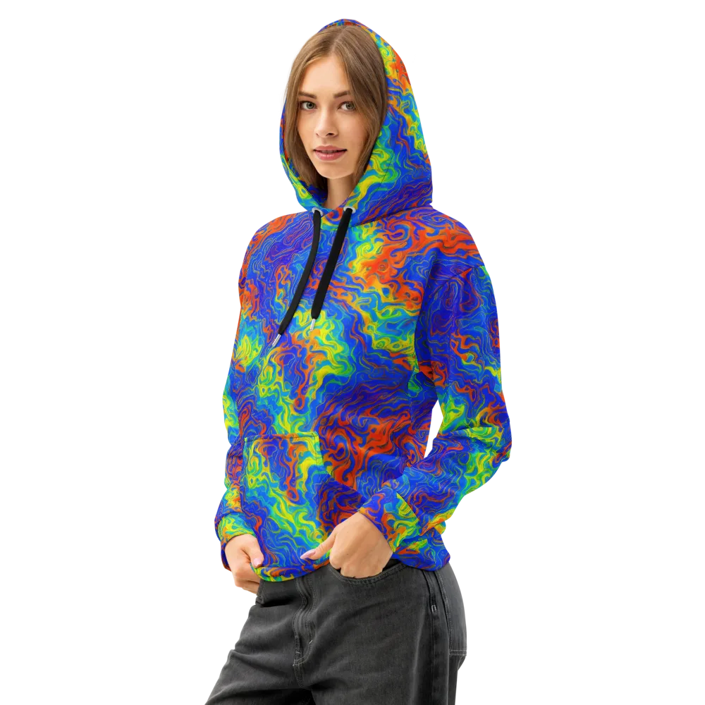 Blue Heatwave on Cotton Hoodie — Left Front