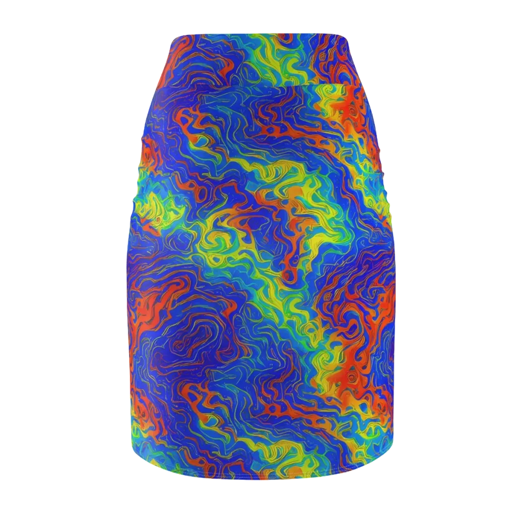Blue Heatwave on Pencil Skirt — Back