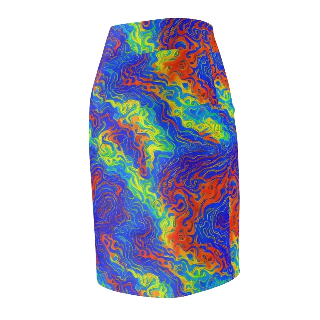 Blue Heatwave on Pencil Skirt — Back Side