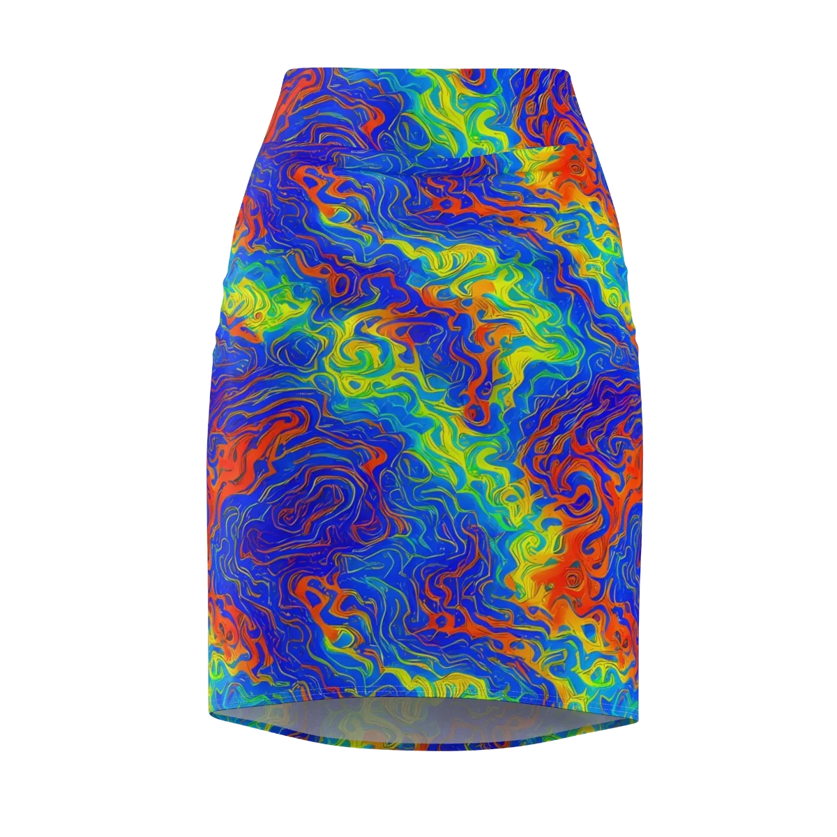 Blue Heatwave on Pencil Skirt — Front