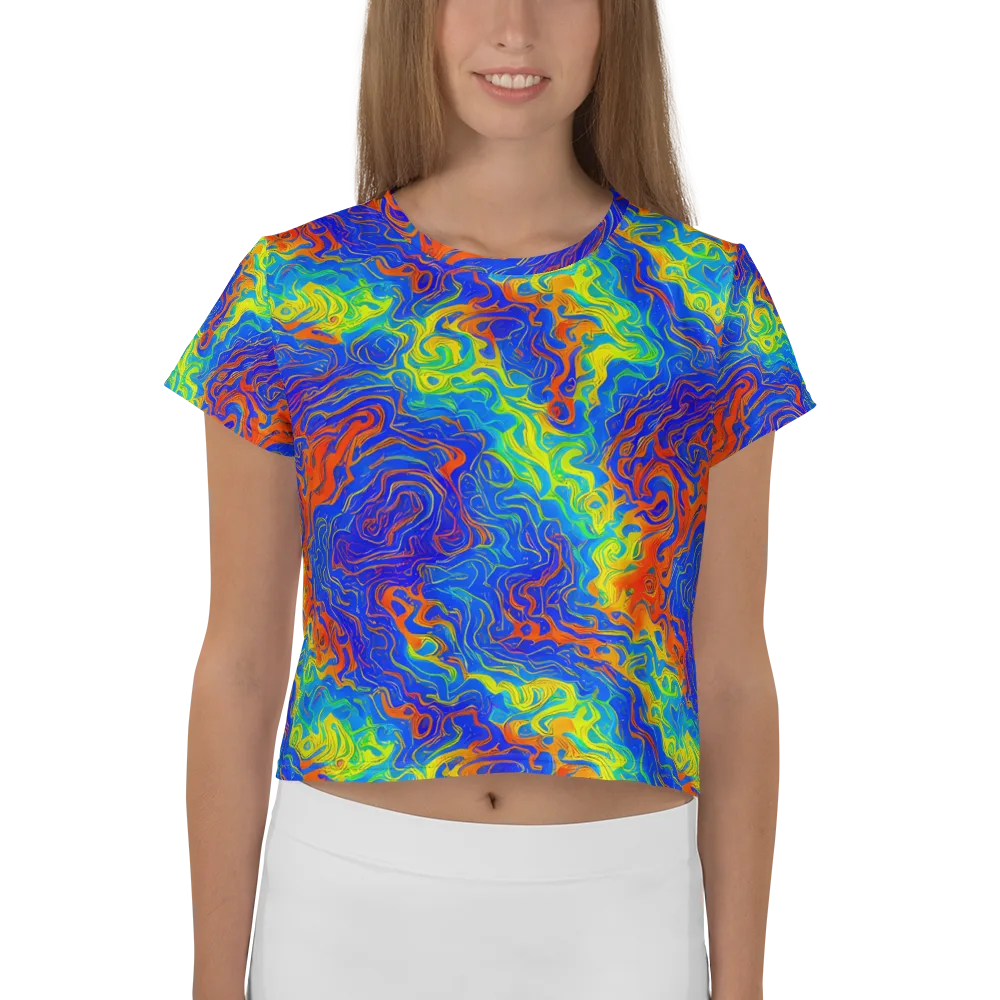 Blue Heatwave on Crop Tee — Front
