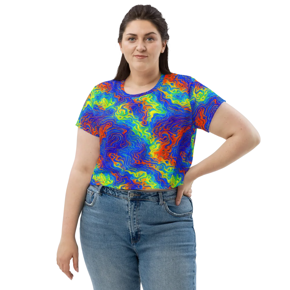Blue Heatwave on Crop Tee — Front