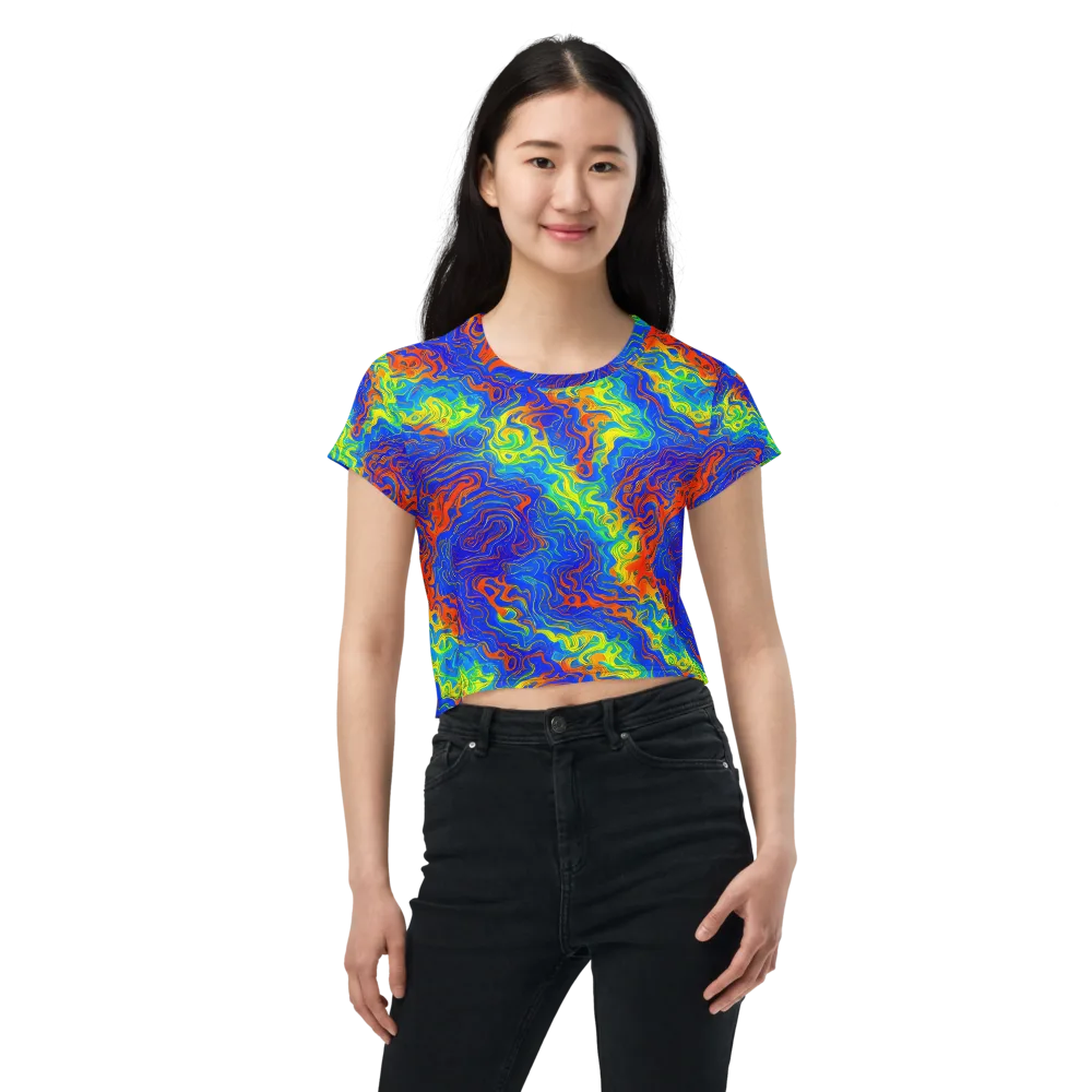 Blue Heatwave on Crop Tee — Front