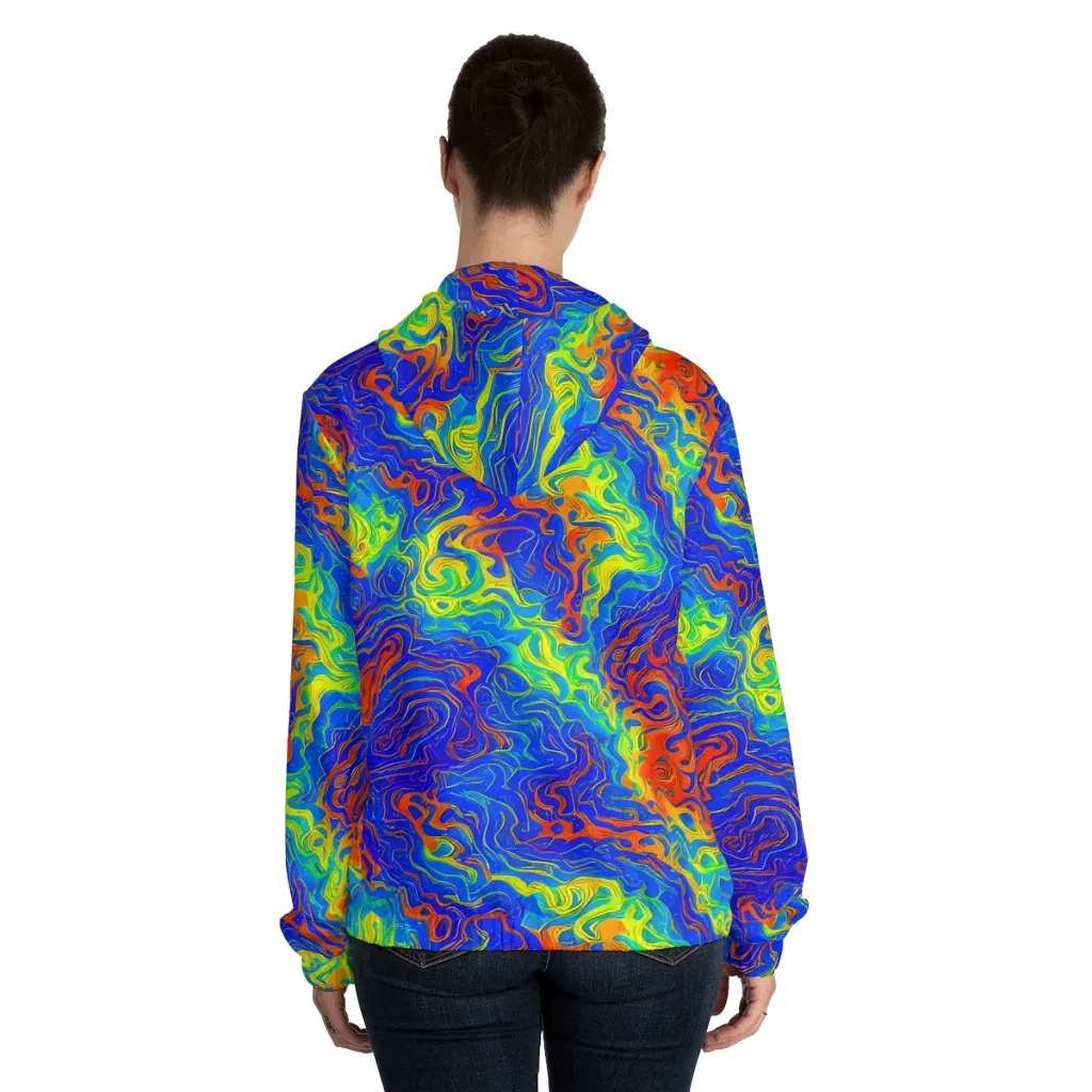 Blue Heatwave on Women's Full-Zip Hoodie — Back On Person