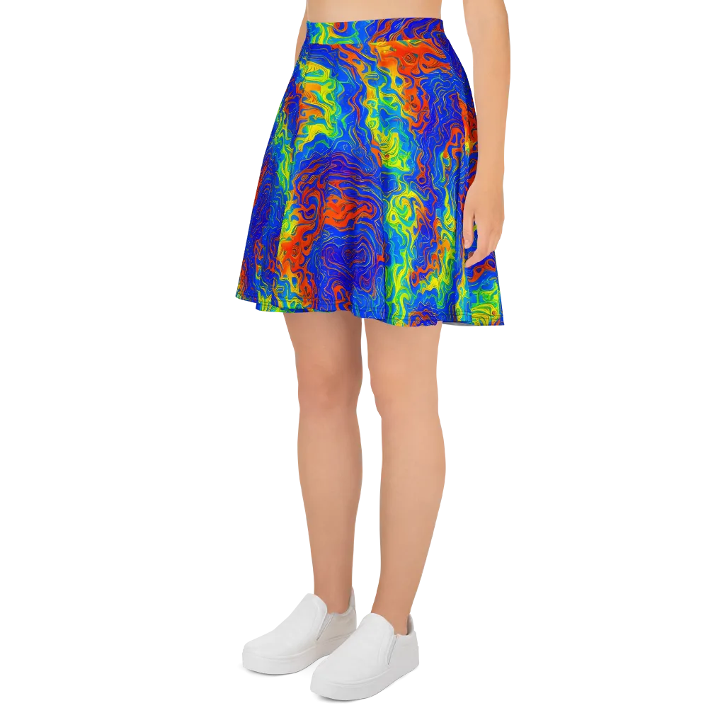 Blue Heatwave on Skater Skirt — Left