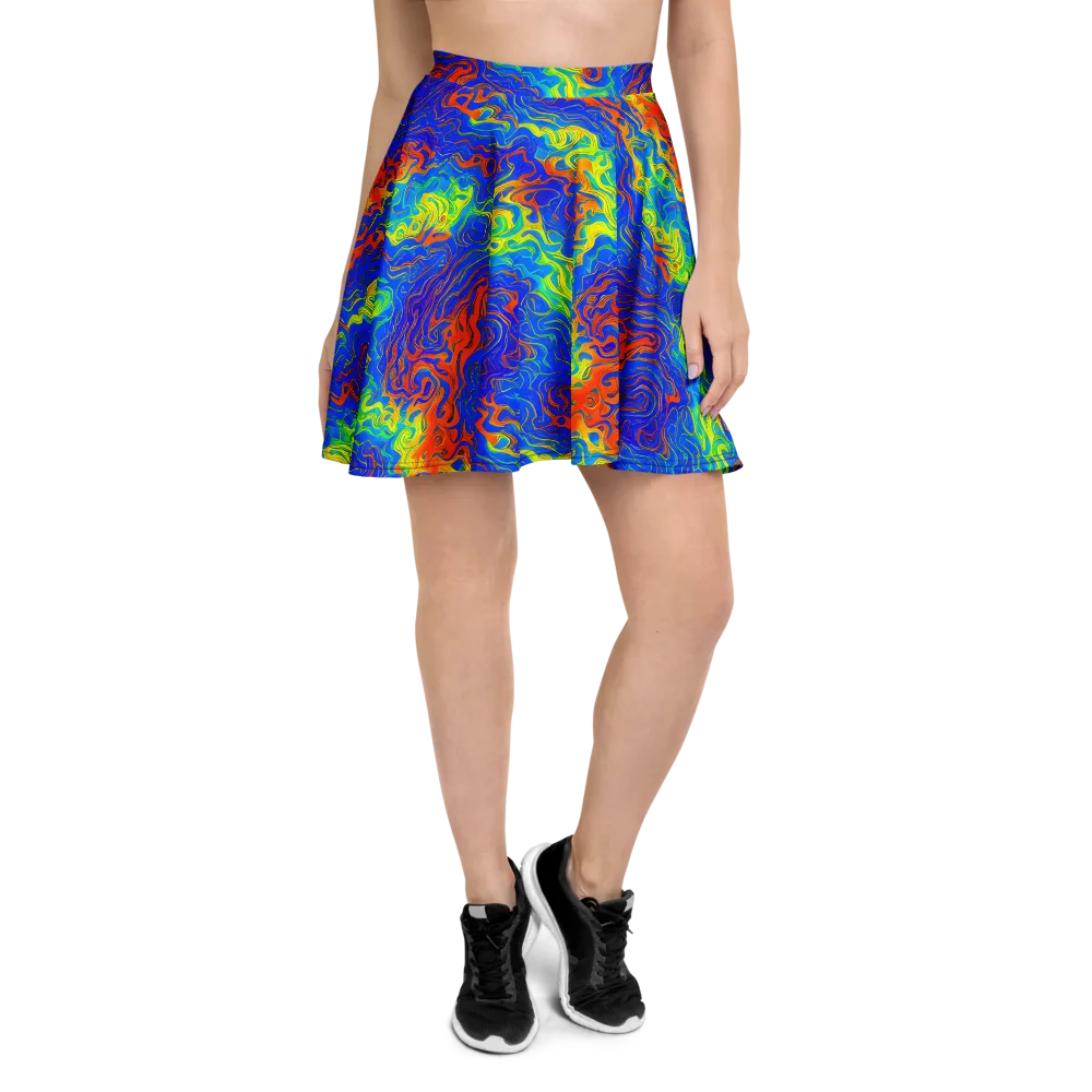 Blue Heatwave on Skater Skirt — Front