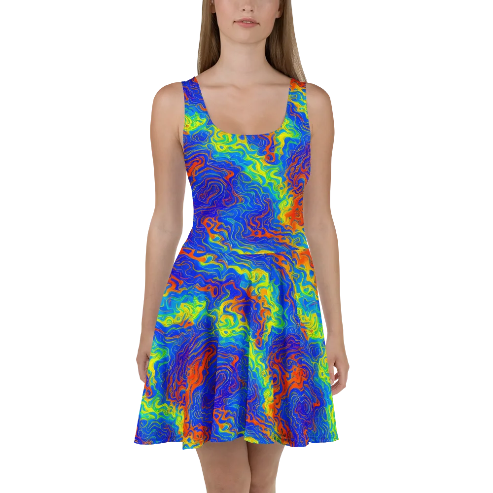 Blue Heatwave on Skater Dress — Front