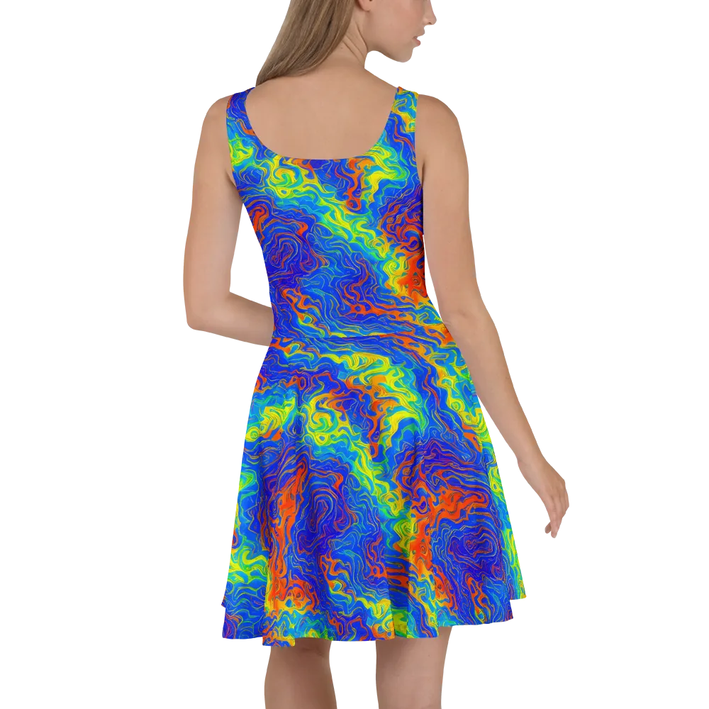 Blue Heatwave on Skater Dress — Back
