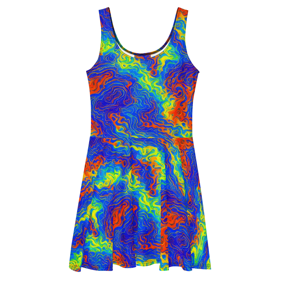 Blue Heatwave on Skater Dress — Front