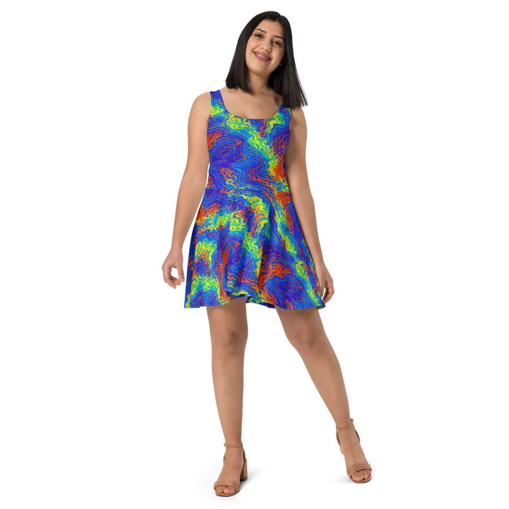 Blue Heatwave on Skater Dress — Front