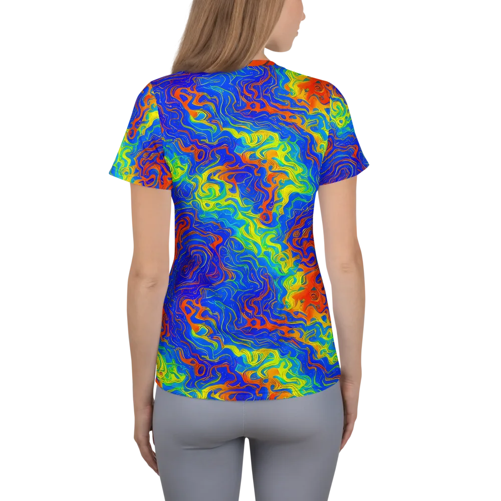 Blue Heatwave on Women's Athletic T-Shirt — Back