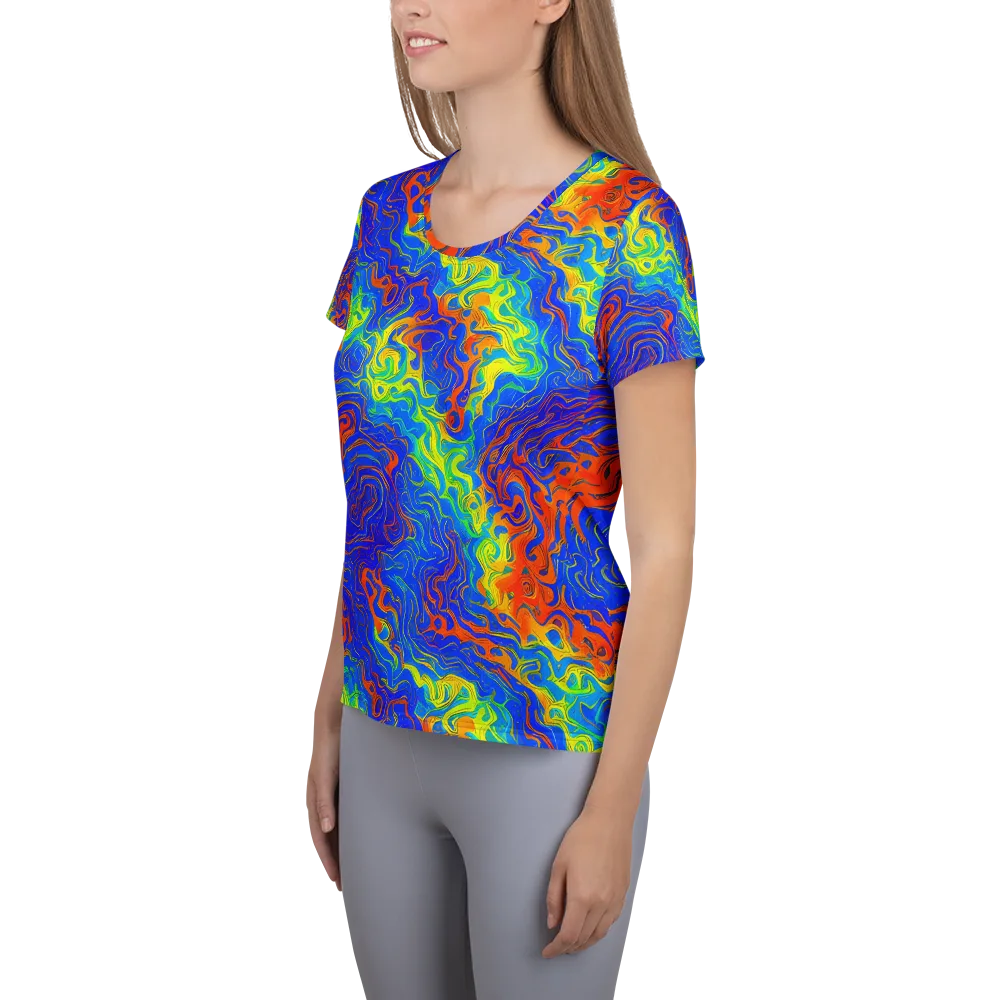 Blue Heatwave on Women's Athletic T-Shirt — Left