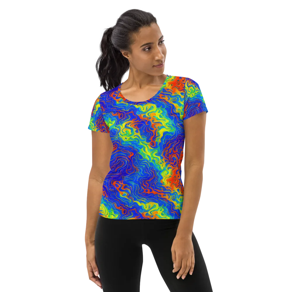 Blue Heatwave on Women's Athletic T-Shirt — Front