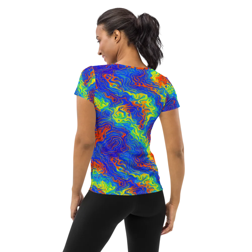 Blue Heatwave on Women's Athletic T-Shirt — Back