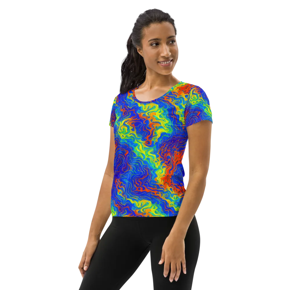 Blue Heatwave on Women's Athletic T-Shirt — Left