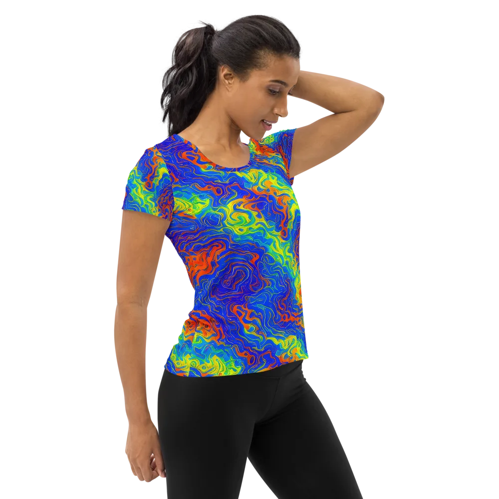 Blue Heatwave on Women's Athletic T-Shirt — Right