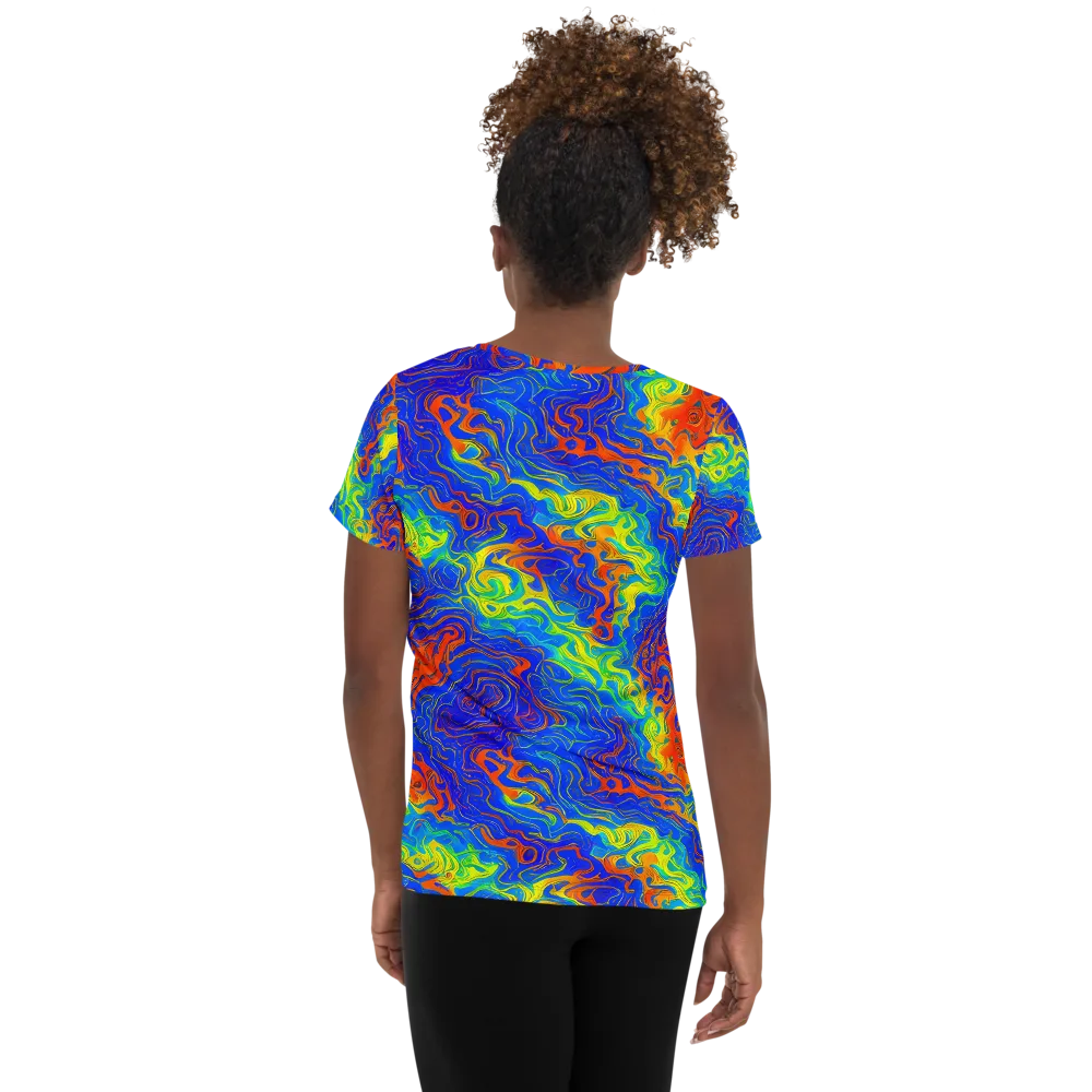 Blue Heatwave on Women's Athletic T-Shirt — Back