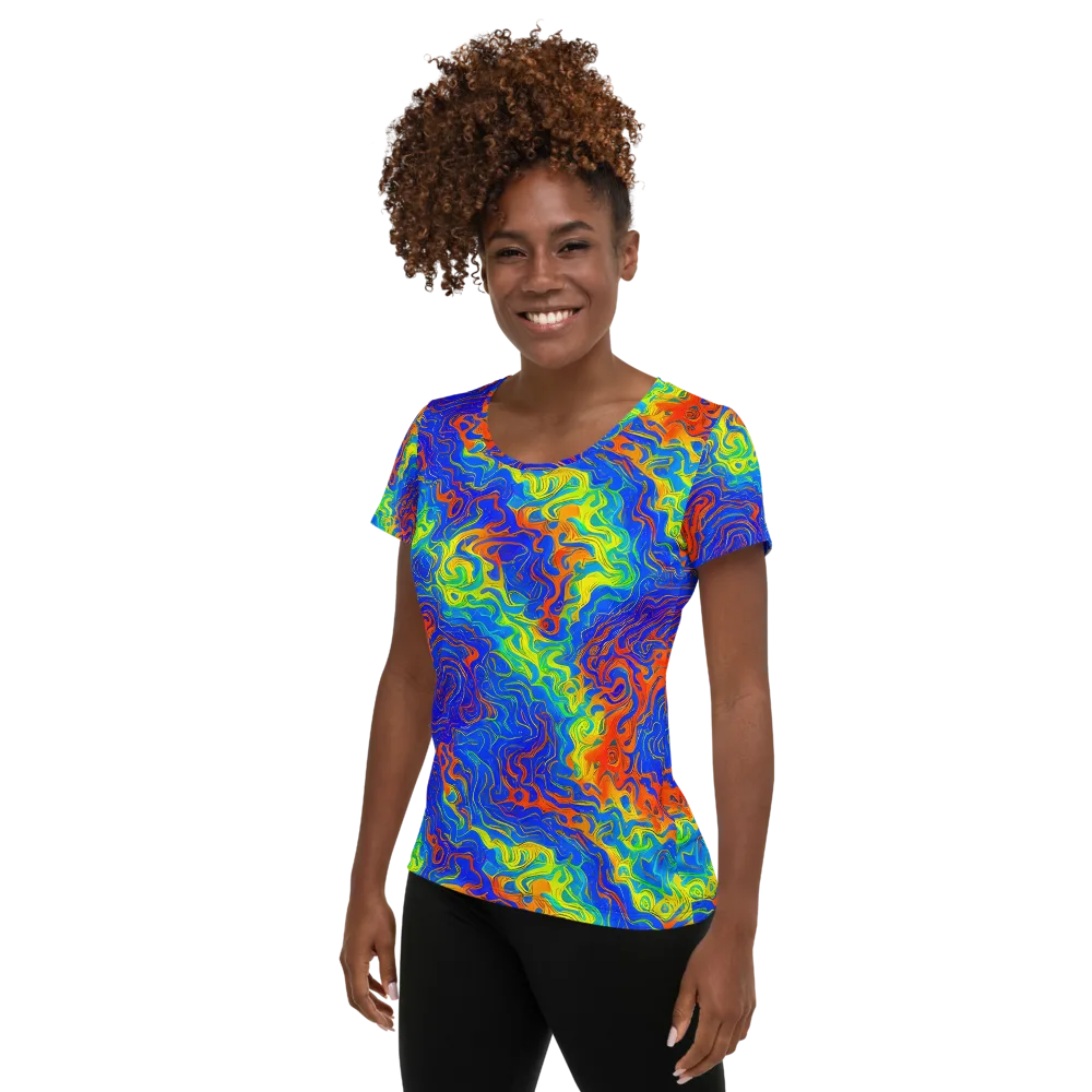 Blue Heatwave on Women's Athletic T-Shirt — Left