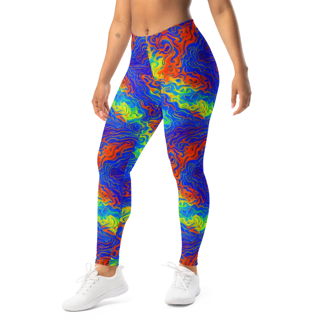 Blue Heatwave on Leggings — Left Front