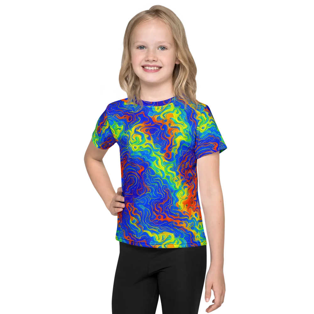Blue Heatwave on Kids Crew Neck T-Shirt — Front