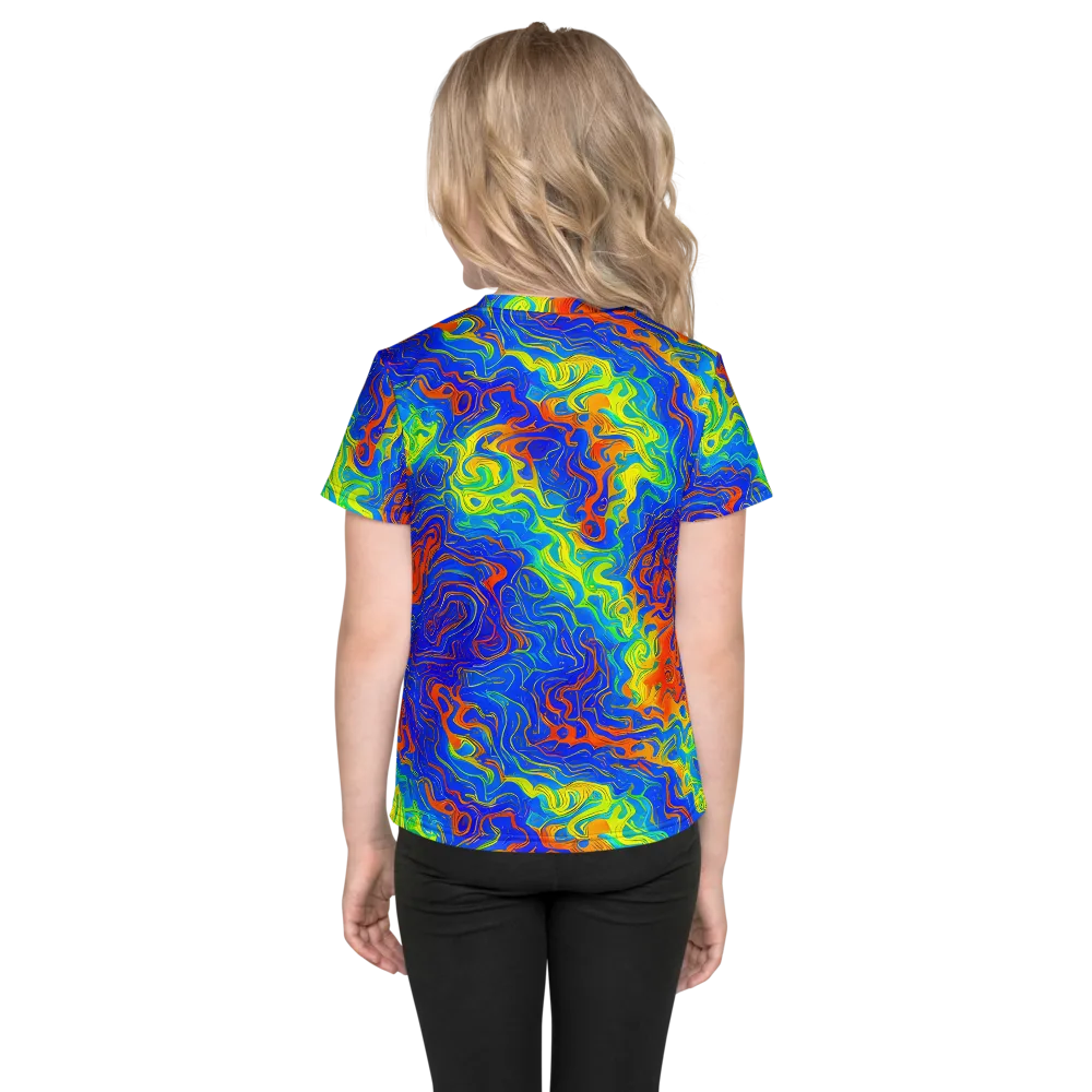 Blue Heatwave on Kids Crew Neck T-Shirt — Back