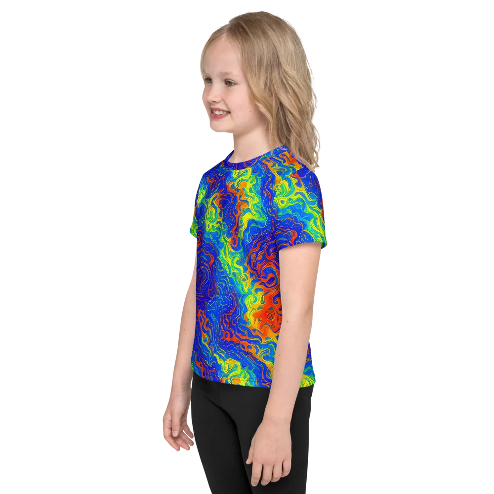 Blue Heatwave on Kids Crew Neck T-Shirt — Left