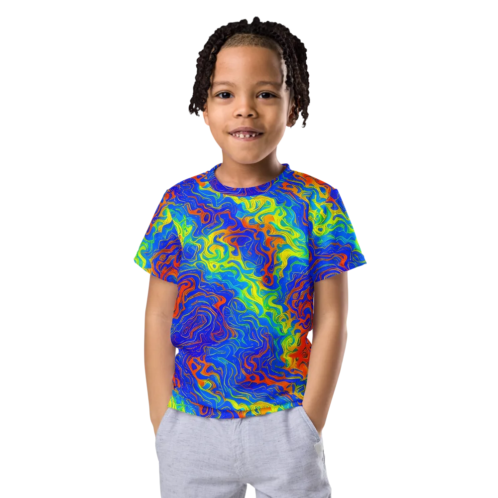 Blue Heatwave on Kids Crew Neck T-Shirt — Front